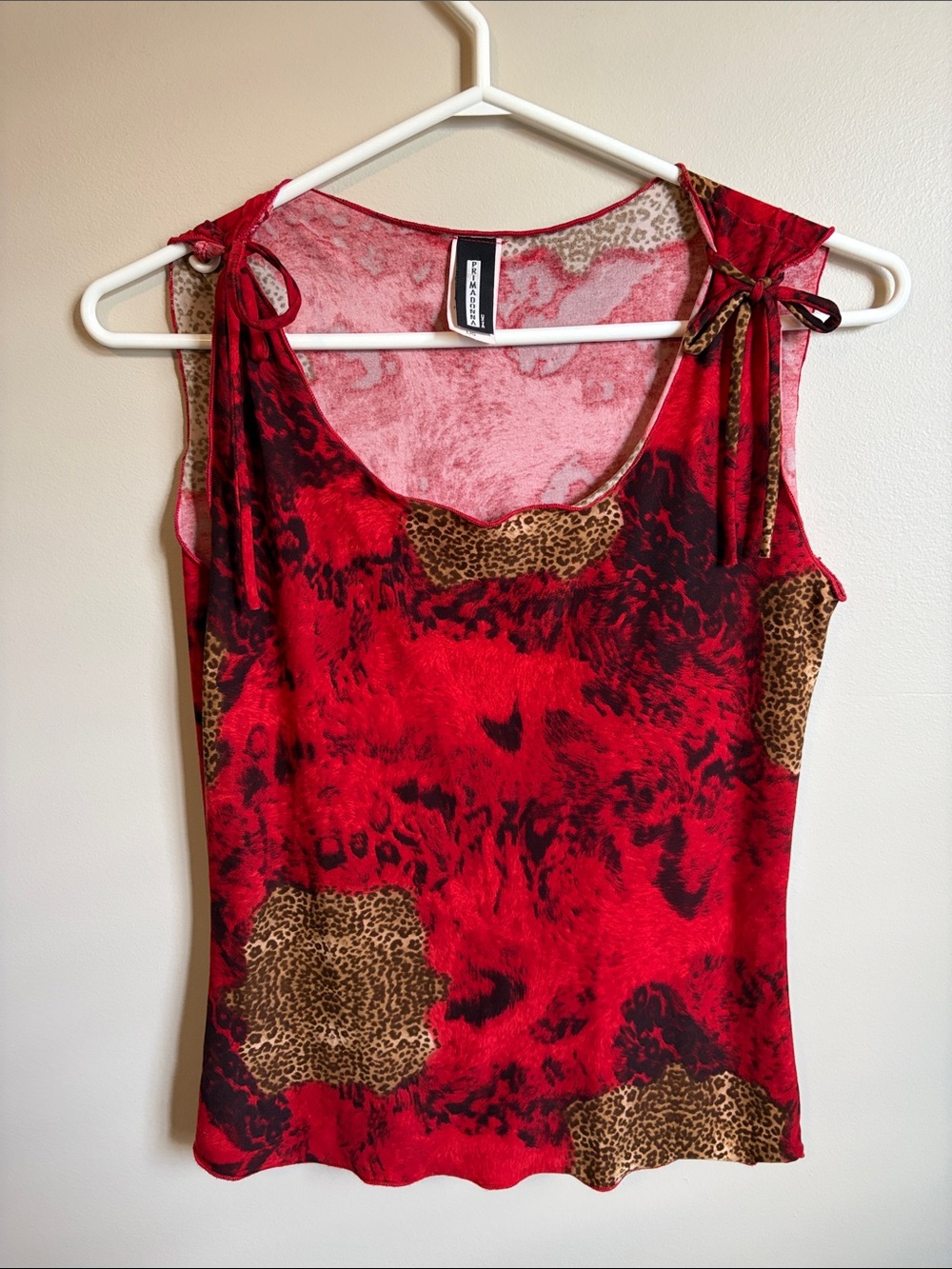 Vintage made in USA Animal-Print Tie-Shoulder Tank